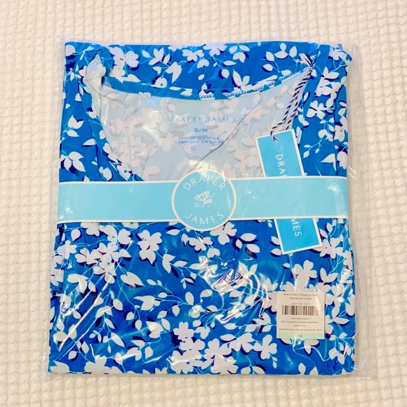 Draper James Ruffle Nightie in Blue Shadow Floral S/M - Picture 2 of 3